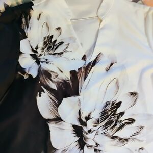 Floral Black and White Women's Top
